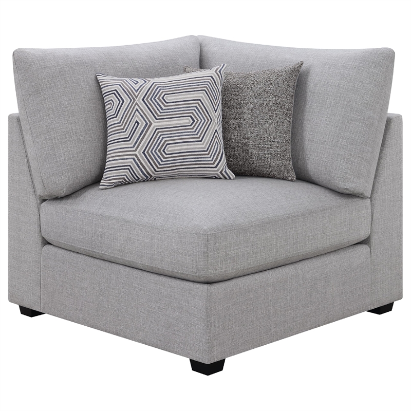 Benjara Cambia 6 Piece Modular Sectional Sofa with Ottoman- 10 Pillows- Gray