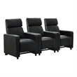 Benjara Heena Home Theater Set with 3 Manual Recliners- Black Faux Leather