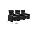 Benjara Heena Home Theater Set with 3 Manual Recliners- Black Faux Leather