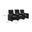 Benjara Heena Home Theater Set with 3 Manual Recliners- Black Faux Leather