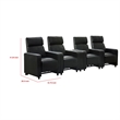 Benjara Heena Home Theater Set-4 Manual Recliners-1 Console-Black Faux Leather