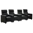Benjara Heena Home Theater Set-4 Manual Recliners-1 Console-Black Faux Leather