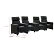 Benjara Heena Home Theater Set-4 Manual Recliners-1 Console-Black Faux Leather