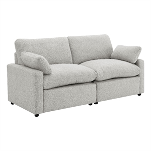 Benjara Biny Modular Power Reclining Loveseat- 2 Pillows- Light Gray- 86&quot