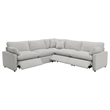 Benjara Biny 5pc L Shape Modular Sectional Sofa- Light Gray- Power Reclining