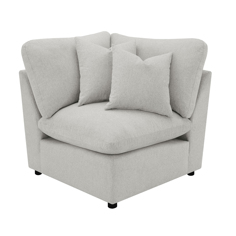 Benjara Biny 5pc L Shape Modular Sectional Sofa- Light Gray- Power Reclining