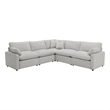 Benjara Biny 5pc L Shape Modular Sectional Sofa- Light Gray- Power Reclining