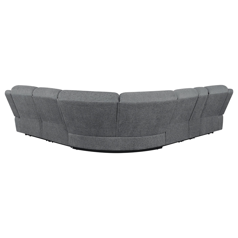 Benjara Diko 6pc Modular Sectional Sofa- Dark Gray Chenille- Manual Reclining