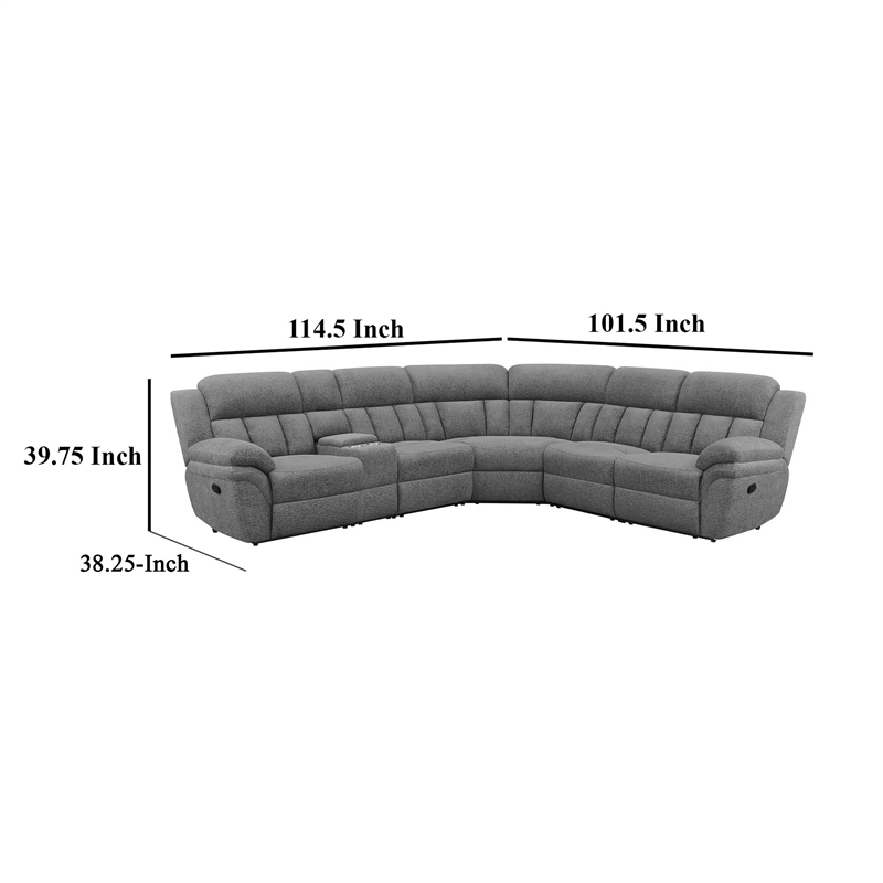 Benjara Diko 6pc Modular Sectional Sofa- Dark Gray Chenille- Manual Reclining