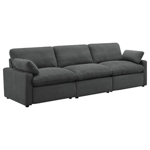 Benjara Biny Modular Power Reclining Sofa- 2 Pillows- Dark Gray- 124&quot