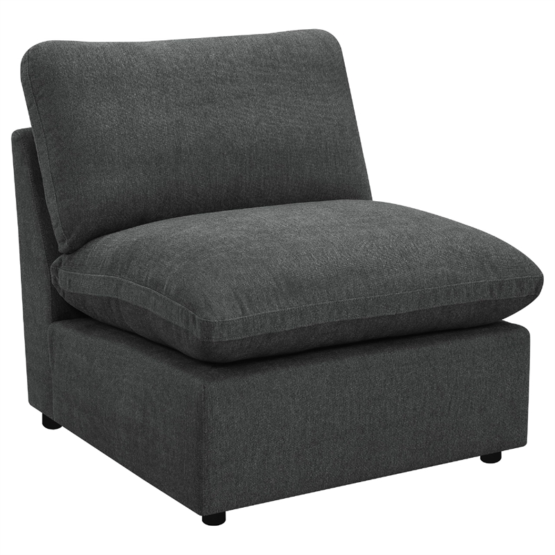 Benjara Biny Modular Power Reclining Sofa- 2 Pillows- Dark Gray- 124