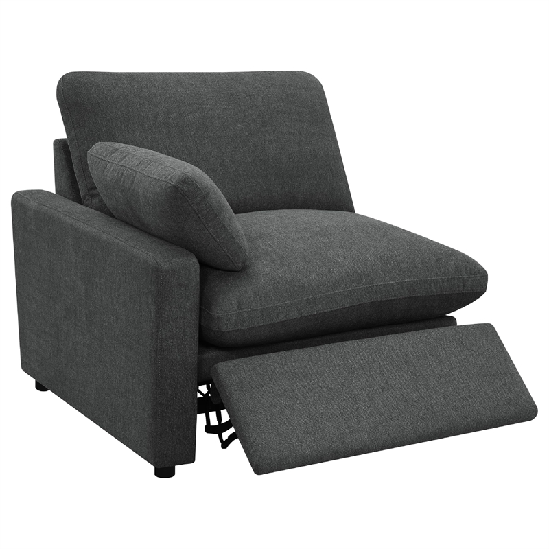 Benjara Biny Modular Power Reclining Sofa- 2 Pillows- Dark Gray- 124