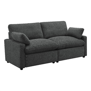 Benjara Biny Modular Power Reclining Loveseat- 2 Pillows- Dark Gray- 86&quot