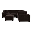 Benjara Lahe 6 Piece Modular Sectional with Ottoman- 3 Pillows- Dark Brown