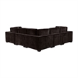Benjara Lahe 6 Piece Modular Sectional with Ottoman- 3 Pillows- Dark Brown