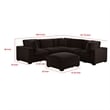 Benjara Lahe 6 Piece Modular Sectional with Ottoman- 3 Pillows- Dark Brown