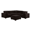 Benjara Lahe 6 Piece Modular Sectional with Ottoman- 3 Pillows- Dark Brown
