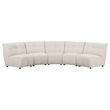 Benjara Hia 5 Piece L Shaped Modular Sectional Sofa- Tufted Ivory