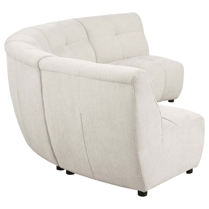 Benjara Hia 5 Piece L Shaped Modular Sectional Sofa- Tufted Ivory