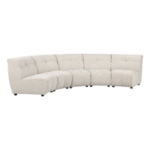 Benjara Hia 5 Piece L Shaped Modular Sectional Sofa- Tufted Ivory