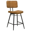Benjara Hom 7pc Counter Height Dining Set- 6 Faux Leather Chairs- Camel Brown
