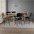 Benjara Hom 7pc Counter Height Dining Set- 6 Faux Leather Chairs- Camel Brown