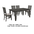 Benjara Diyi 5pc Dining Table and 4 Chairs Set w Dark Gray Seats and Ladder Back