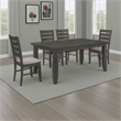 Benjara Diyi 5pc Dining Table and 4 Chairs Set w Dark Gray Seats and Ladder Back