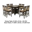 Benjara Uric Counter Height Dining Table Set w/ Wine Storage - Brown/Tan