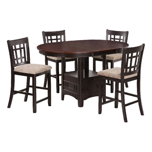 Benjara Lessa 5pc Counter Height Dining Set w/ Expandable Leaf - Brown