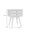 Ian Small Nightstand w 2 Drawers- Modern White Solid Mahogany Wood