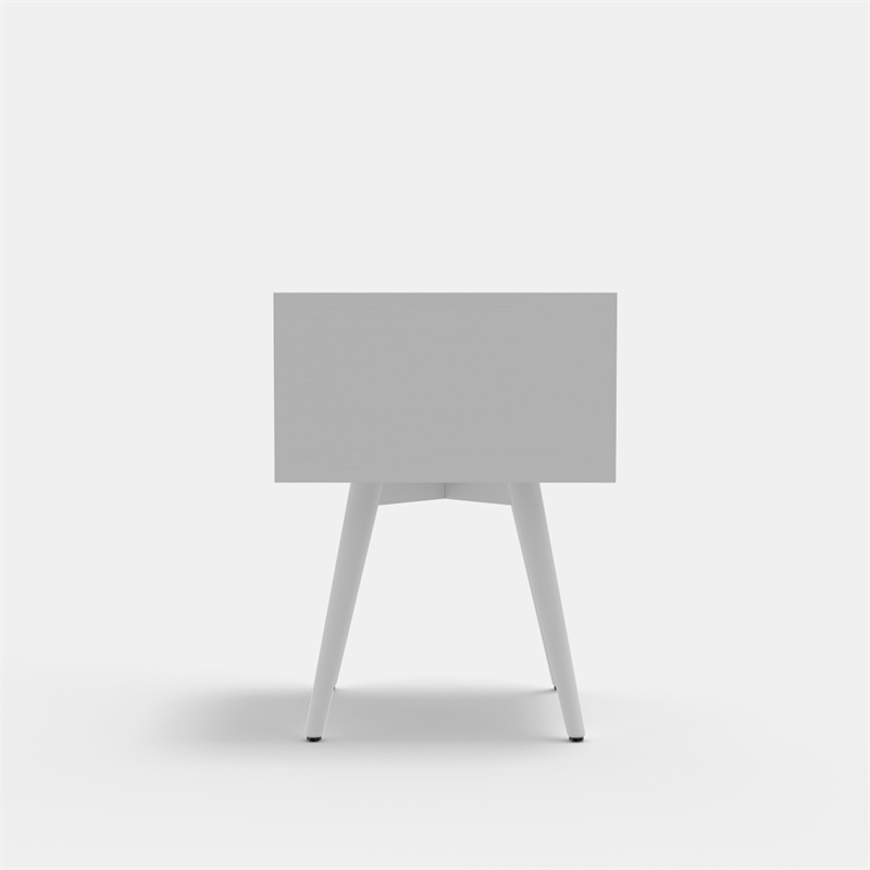 Ian Small Nightstand w 2 Drawers- Modern White Solid Mahogany Wood