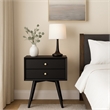 Ian Small Nightstand w 2 Drawers- Modern Black Solid Mahogany Wood