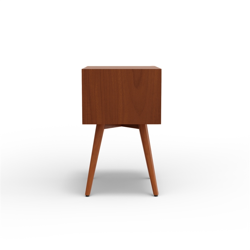 Ian Small Nightstand- 2 Drawers- Brown and White Solid Mahogany Wood