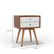 Ian Small Nightstand- 2 Drawers- Brown and White Solid Mahogany Wood