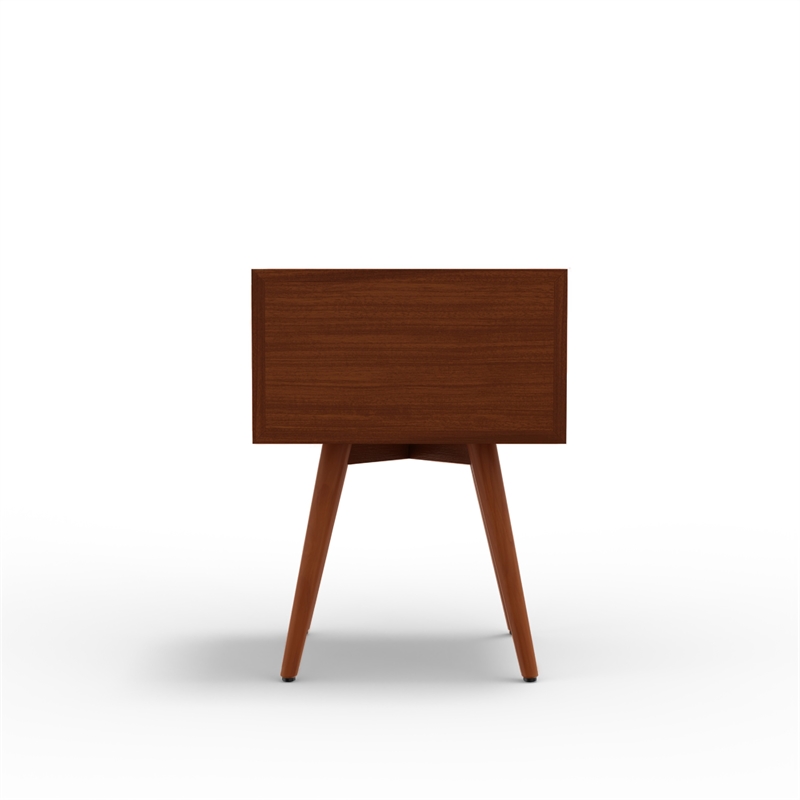 Ian Small Nightstand- 2 Drawers- Brown and White Solid Mahogany Wood