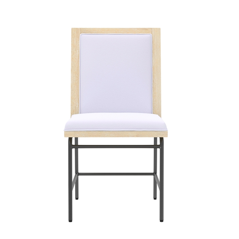 Lony Dining Side Chair Set of 2- Gray Seat n Back- Black Metal Frame