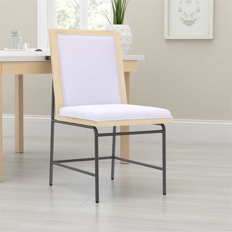 Lony Dining Side Chair Set of 2- Gray Seat n Back- Black Metal Frame