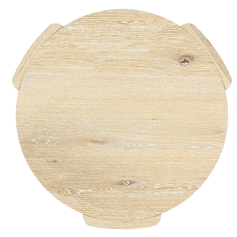 Lony Side End Table- 20 Inch Round- Modern Panel Legs- Natural Brown