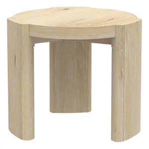 Lony Side End Table- 20 Inch Round- Modern Panel Legs- Natural Brown