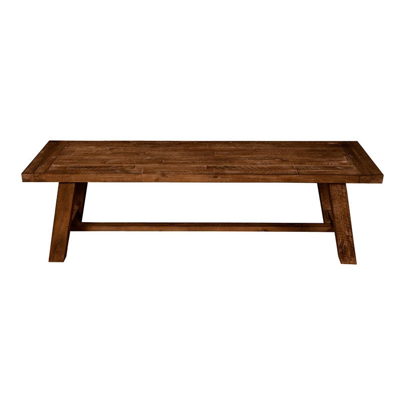 Bela Dining Bench- 60 Inch Rectangular Seat- Rich Brown Acacia Wood