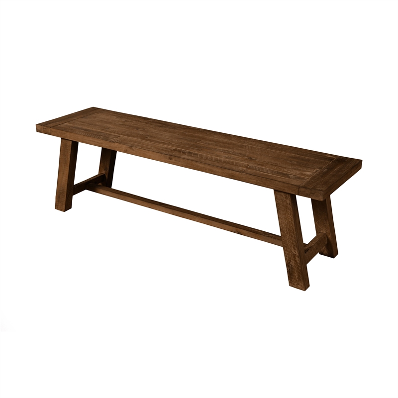 Bela Dining Bench- 60 Inch Rectangular Seat- Rich Brown Acacia Wood