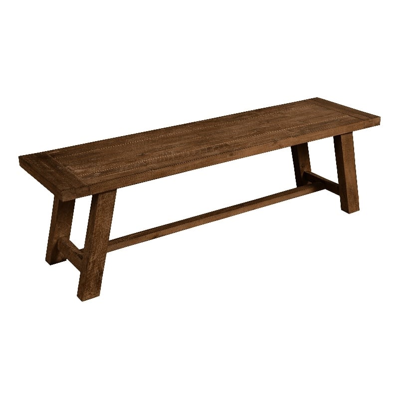 Bela Dining Bench- 60 Inch Rectangular Seat- Rich Brown Acacia Wood