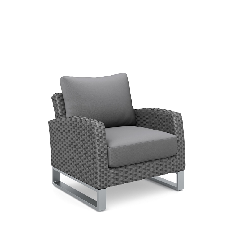 Kiu 2pc Outdoor Sofa Armchair- Woven Gray Aluminum Frame and Cushion