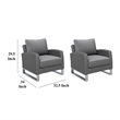 Kiu 2pc Outdoor Sofa Armchair- Woven Gray Aluminum Frame and Cushion
