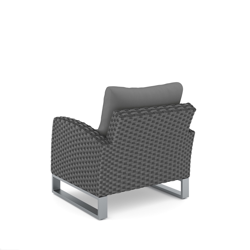 Kiu 2pc Outdoor Sofa Armchair- Woven Gray Aluminum Frame and Cushion