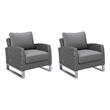 Kiu 2pc Outdoor Sofa Armchair- Woven Gray Aluminum Frame and Cushion