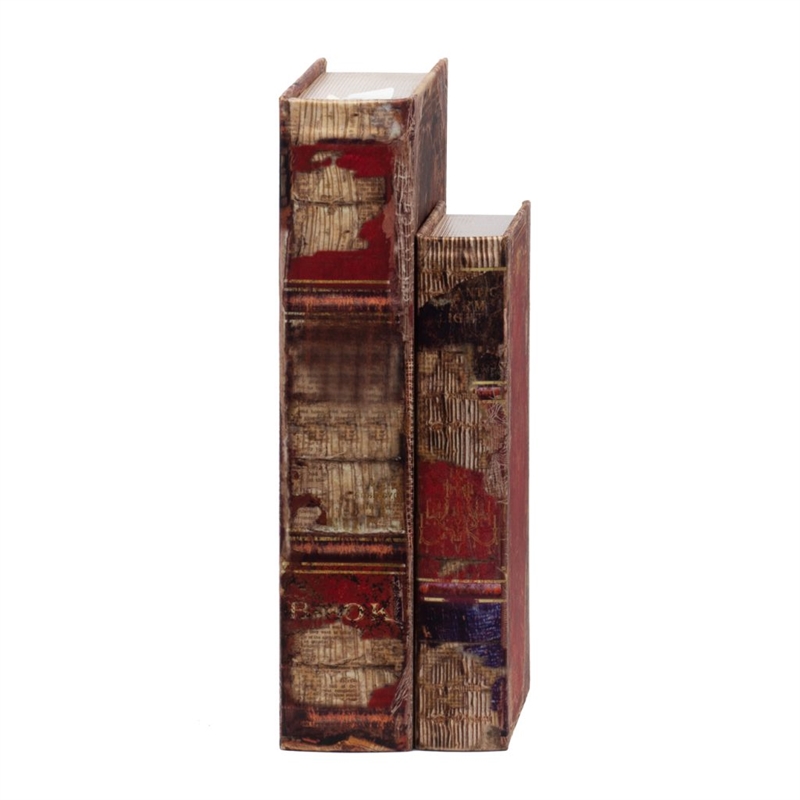 Set of 6 Antique Distressed Book Boxes- Multicolor- 3 Assortment