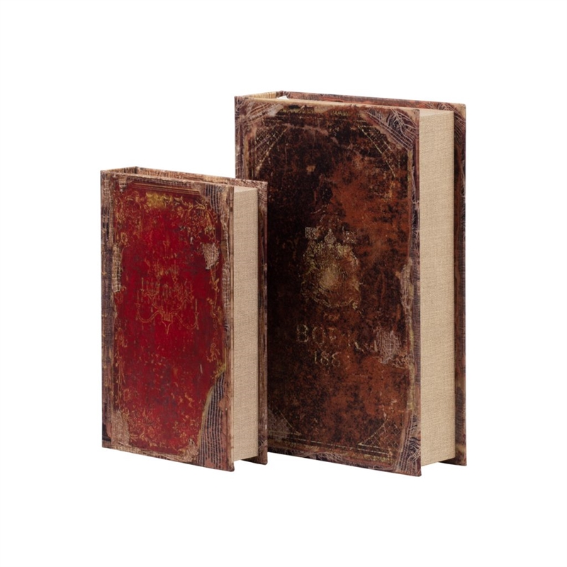 Set of 6 Antique Distressed Book Boxes- Multicolor- 3 Assortment