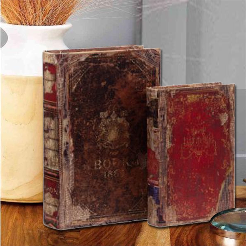 Set of 6 Antique Distressed Book Boxes- Multicolor- 3 Assortment